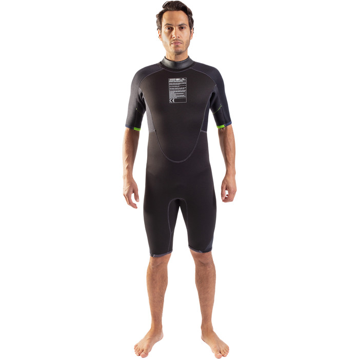 2025 Gul Mens Response 3/2mm Back Zip Shorty Wetsuit RE3319-C1 - Black